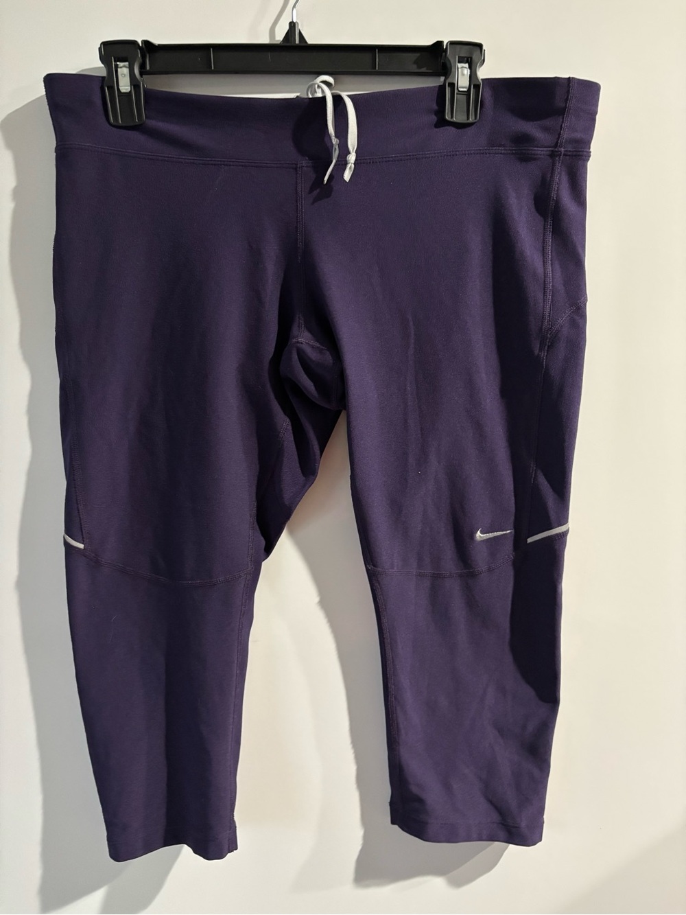 Nike Dri-fit Deep Purple Capri Leggings with White Drawcord